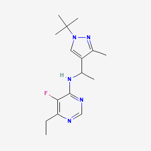 molecular formula C16H24FN5 B7069834 N-[1-(1-tert-butyl-3-methylpyrazol-4-yl)ethyl]-6-ethyl-5-fluoropyrimidin-4-amine 