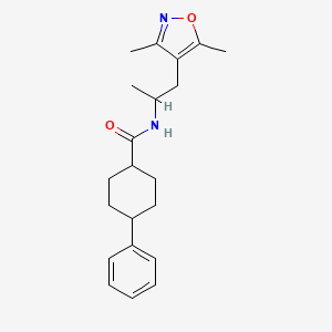 molecular formula C21H28N2O2 B7069954 N-[1-(3,5-dimethyl-1,2-oxazol-4-yl)propan-2-yl]-4-phenylcyclohexane-1-carboxamide 