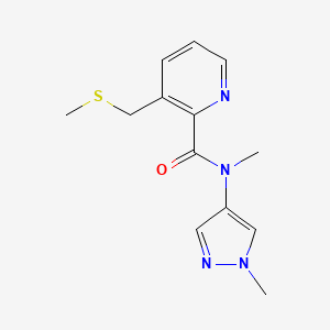 molecular formula C13H16N4OS B7069967 N-methyl-N-(1-methylpyrazol-4-yl)-3-(methylsulfanylmethyl)pyridine-2-carboxamide 