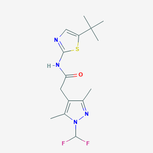 molecular formula C15H20F2N4OS B7069978 N-(5-tert-butyl-1,3-thiazol-2-yl)-2-[1-(difluoromethyl)-3,5-dimethylpyrazol-4-yl]acetamide 