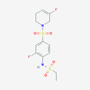 molecular formula C13H16F2N2O4S2 B7070036 N-[2-fluoro-4-[(5-fluoro-3,6-dihydro-2H-pyridin-1-yl)sulfonyl]phenyl]ethanesulfonamide 