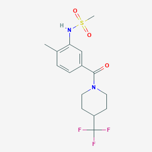 molecular formula C15H19F3N2O3S B7070151 N-[2-methyl-5-[4-(trifluoromethyl)piperidine-1-carbonyl]phenyl]methanesulfonamide 