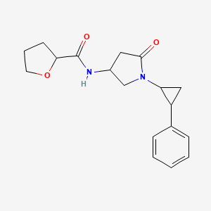 molecular formula C18H22N2O3 B7070182 N-[5-oxo-1-(2-phenylcyclopropyl)pyrrolidin-3-yl]oxolane-2-carboxamide 