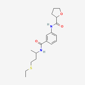 molecular formula C18H26N2O3S B7070223 N-[3-(4-ethylsulfanylbutan-2-ylcarbamoyl)phenyl]oxolane-2-carboxamide 