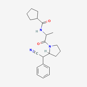 molecular formula C21H27N3O2 B7070279 N-[1-[2-[cyano(phenyl)methyl]pyrrolidin-1-yl]-1-oxopropan-2-yl]cyclopentanecarboxamide 