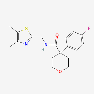 molecular formula C18H21FN2O2S B7070311 N-[(4,5-dimethyl-1,3-thiazol-2-yl)methyl]-4-(4-fluorophenyl)oxane-4-carboxamide 