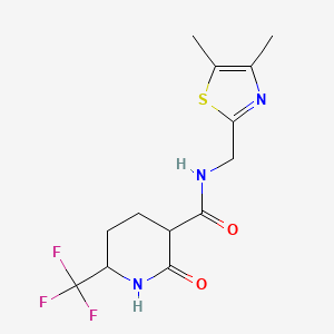 molecular formula C13H16F3N3O2S B7070312 N-[(4,5-dimethyl-1,3-thiazol-2-yl)methyl]-2-oxo-6-(trifluoromethyl)piperidine-3-carboxamide 