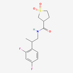 molecular formula C14H17F2NO3S B7070328 N-[2-(2,4-difluorophenyl)propyl]-1,1-dioxothiolane-3-carboxamide 