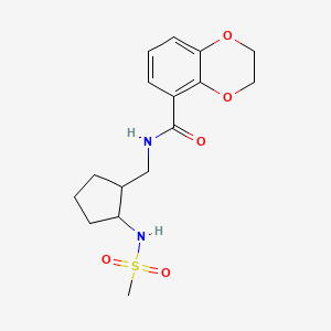 molecular formula C16H22N2O5S B7070383 N-[[2-(methanesulfonamido)cyclopentyl]methyl]-2,3-dihydro-1,4-benzodioxine-5-carboxamide 