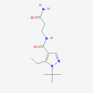 molecular formula C13H22N4O2 B7070434 N-(3-amino-3-oxopropyl)-1-tert-butyl-5-ethylpyrazole-4-carboxamide 