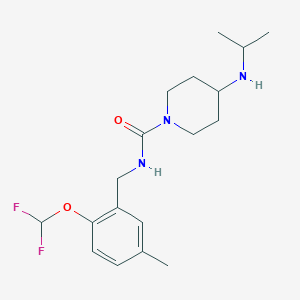 molecular formula C18H27F2N3O2 B7070457 N-[[2-(difluoromethoxy)-5-methylphenyl]methyl]-4-(propan-2-ylamino)piperidine-1-carboxamide 