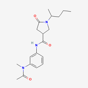 molecular formula C19H27N3O3 B7070473 N-[3-[acetyl(methyl)amino]phenyl]-5-oxo-1-pentan-2-ylpyrrolidine-3-carboxamide 