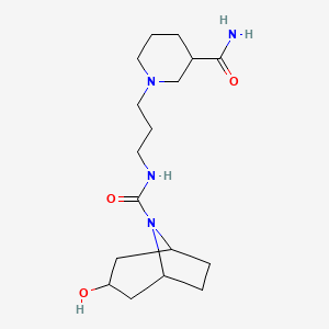 molecular formula C17H30N4O3 B7070614 N-[3-(3-carbamoylpiperidin-1-yl)propyl]-3-hydroxy-8-azabicyclo[3.2.1]octane-8-carboxamide 