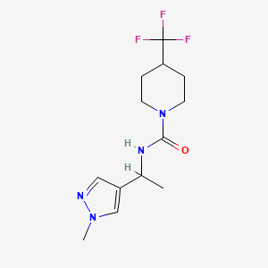 molecular formula C13H19F3N4O B7070644 N-[1-(1-methylpyrazol-4-yl)ethyl]-4-(trifluoromethyl)piperidine-1-carboxamide 