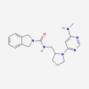 molecular formula C19H24N6O B7070709 N-[[1-[6-(methylamino)pyrimidin-4-yl]pyrrolidin-2-yl]methyl]-1,3-dihydroisoindole-2-carboxamide 