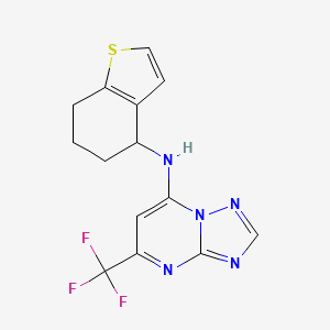 molecular formula C14H12F3N5S B7070749 N-(4,5,6,7-tetrahydro-1-benzothiophen-4-yl)-5-(trifluoromethyl)-[1,2,4]triazolo[1,5-a]pyrimidin-7-amine 