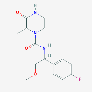 molecular formula C15H20FN3O3 B7070771 N-[1-(4-fluorophenyl)-2-methoxyethyl]-2-methyl-3-oxopiperazine-1-carboxamide 