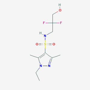 molecular formula C10H17F2N3O3S B7070777 N-(2,2-difluoro-3-hydroxypropyl)-1-ethyl-3,5-dimethylpyrazole-4-sulfonamide 