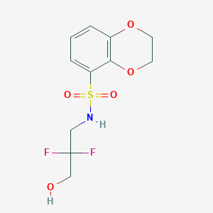 molecular formula C11H13F2NO5S B7070779 N-(2,2-difluoro-3-hydroxypropyl)-2,3-dihydro-1,4-benzodioxine-5-sulfonamide 