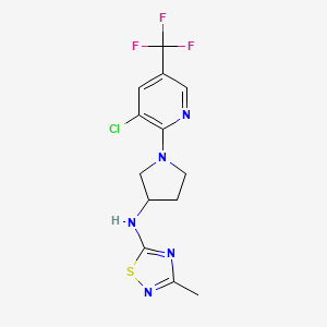 molecular formula C13H13ClF3N5S B7070875 N-[1-[3-chloro-5-(trifluoromethyl)pyridin-2-yl]pyrrolidin-3-yl]-3-methyl-1,2,4-thiadiazol-5-amine 