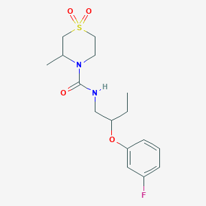 molecular formula C16H23FN2O4S B7070882 N-[2-(3-fluorophenoxy)butyl]-3-methyl-1,1-dioxo-1,4-thiazinane-4-carboxamide 