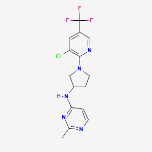 molecular formula C15H15ClF3N5 B7070884 N-[1-[3-chloro-5-(trifluoromethyl)pyridin-2-yl]pyrrolidin-3-yl]-2-methylpyrimidin-4-amine 