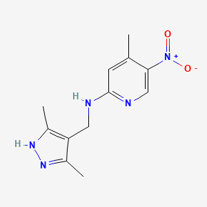 molecular formula C12H15N5O2 B7070897 N-[(3,5-dimethyl-1H-pyrazol-4-yl)methyl]-4-methyl-5-nitropyridin-2-amine 