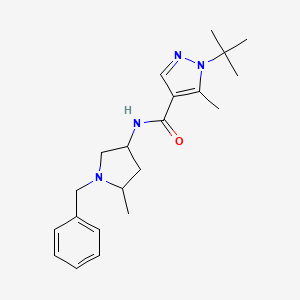 molecular formula C21H30N4O B7070997 N-(1-benzyl-5-methylpyrrolidin-3-yl)-1-tert-butyl-5-methylpyrazole-4-carboxamide 