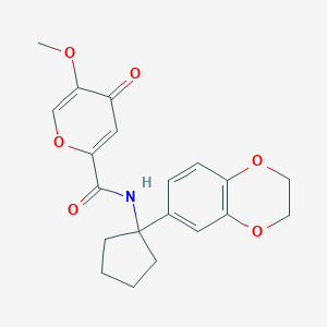 molecular formula C20H21NO6 B7071058 N-[1-(2,3-dihydro-1,4-benzodioxin-6-yl)cyclopentyl]-5-methoxy-4-oxopyran-2-carboxamide 