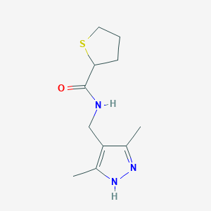 molecular formula C11H17N3OS B7071064 N-[(3,5-dimethyl-1H-pyrazol-4-yl)methyl]thiolane-2-carboxamide 