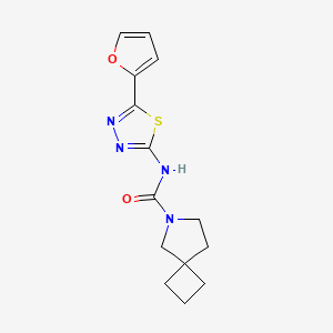 molecular formula C14H16N4O2S B7071216 N-[5-(furan-2-yl)-1,3,4-thiadiazol-2-yl]-6-azaspiro[3.4]octane-6-carboxamide 