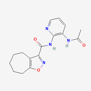 molecular formula C16H18N4O3 B7071219 N-(3-acetamidopyridin-2-yl)-5,6,7,8-tetrahydro-4H-cyclohepta[d][1,2]oxazole-3-carboxamide 