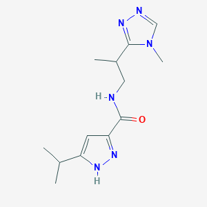 molecular formula C13H20N6O B7071226 N-[2-(4-methyl-1,2,4-triazol-3-yl)propyl]-5-propan-2-yl-1H-pyrazole-3-carboxamide 