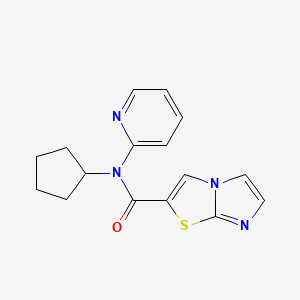 molecular formula C16H16N4OS B7071236 N-cyclopentyl-N-pyridin-2-ylimidazo[2,1-b][1,3]thiazole-2-carboxamide 