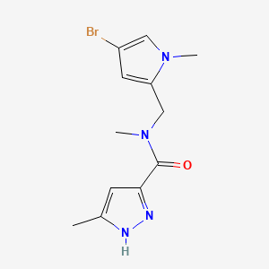 molecular formula C12H15BrN4O B7071319 N-[(4-bromo-1-methylpyrrol-2-yl)methyl]-N,5-dimethyl-1H-pyrazole-3-carboxamide 