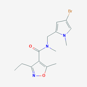 molecular formula C14H18BrN3O2 B7071322 N-[(4-bromo-1-methylpyrrol-2-yl)methyl]-3-ethyl-N,5-dimethyl-1,2-oxazole-4-carboxamide 