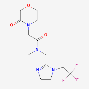 molecular formula C13H17F3N4O3 B7071350 N-methyl-2-(3-oxomorpholin-4-yl)-N-[[1-(2,2,2-trifluoroethyl)imidazol-2-yl]methyl]acetamide 
