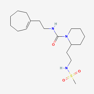 molecular formula C18H33N3O3S B7071362 N-[2-(cyclohepten-1-yl)ethyl]-2-[2-(methanesulfonamido)ethyl]piperidine-1-carboxamide 