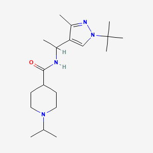 molecular formula C19H34N4O B7071461 N-[1-(1-tert-butyl-3-methylpyrazol-4-yl)ethyl]-1-propan-2-ylpiperidine-4-carboxamide 