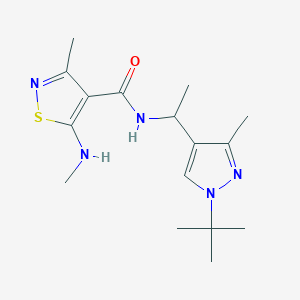 molecular formula C16H25N5OS B7071471 N-[1-(1-tert-butyl-3-methylpyrazol-4-yl)ethyl]-3-methyl-5-(methylamino)-1,2-thiazole-4-carboxamide 