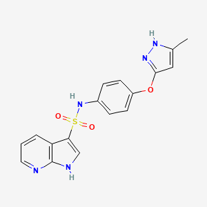 molecular formula C17H15N5O3S B7071491 N-[4-[(5-methyl-1H-pyrazol-3-yl)oxy]phenyl]-1H-pyrrolo[2,3-b]pyridine-3-sulfonamide 