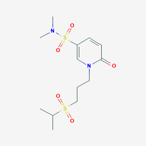 molecular formula C13H22N2O5S2 B7071525 N,N-dimethyl-6-oxo-1-(3-propan-2-ylsulfonylpropyl)pyridine-3-sulfonamide 