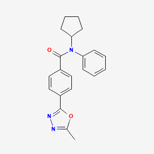 molecular formula C21H21N3O2 B7071571 N-cyclopentyl-4-(5-methyl-1,3,4-oxadiazol-2-yl)-N-phenylbenzamide 