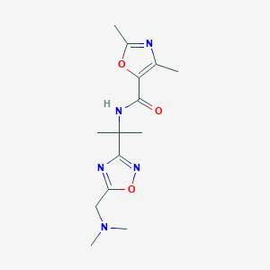 molecular formula C14H21N5O3 B7071619 N-[2-[5-[(dimethylamino)methyl]-1,2,4-oxadiazol-3-yl]propan-2-yl]-2,4-dimethyl-1,3-oxazole-5-carboxamide 