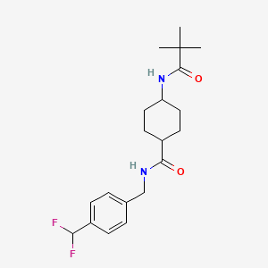 molecular formula C20H28F2N2O2 B7071655 N-[[4-(difluoromethyl)phenyl]methyl]-4-(2,2-dimethylpropanoylamino)cyclohexane-1-carboxamide 