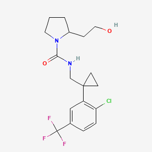 molecular formula C18H22ClF3N2O2 B7071677 N-[[1-[2-chloro-5-(trifluoromethyl)phenyl]cyclopropyl]methyl]-2-(2-hydroxyethyl)pyrrolidine-1-carboxamide 
