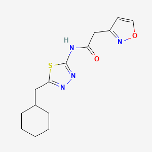 molecular formula C14H18N4O2S B7071705 N-[5-(cyclohexylmethyl)-1,3,4-thiadiazol-2-yl]-2-(1,2-oxazol-3-yl)acetamide 