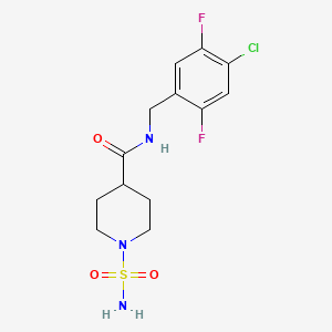 molecular formula C13H16ClF2N3O3S B7071733 N-[(4-chloro-2,5-difluorophenyl)methyl]-1-sulfamoylpiperidine-4-carboxamide 