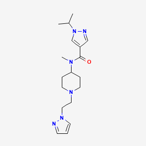 molecular formula C18H28N6O B7071790 N-methyl-1-propan-2-yl-N-[1-(2-pyrazol-1-ylethyl)piperidin-4-yl]pyrazole-4-carboxamide 
