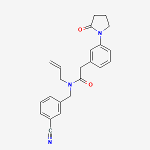 molecular formula C23H23N3O2 B7071837 N-[(3-cyanophenyl)methyl]-2-[3-(2-oxopyrrolidin-1-yl)phenyl]-N-prop-2-enylacetamide 